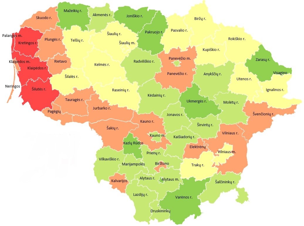 audrų žemėlapis